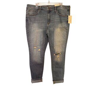 Universal Thread Women's 18R Mid-Rise Skinny Jeans Medium Wash Distressed Denim
